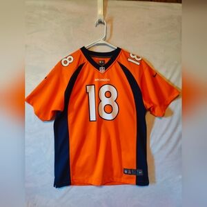 Denver Broncos 18 Nike Men's Vibrant Orange and Dark Blue Jersey